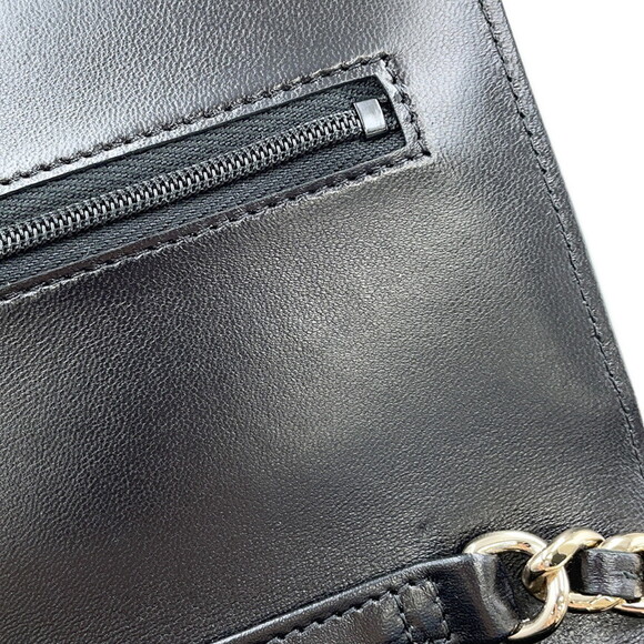 CHANEL Authentic Black Lambskin Leather Logo Wallet - Picture 9 of 16